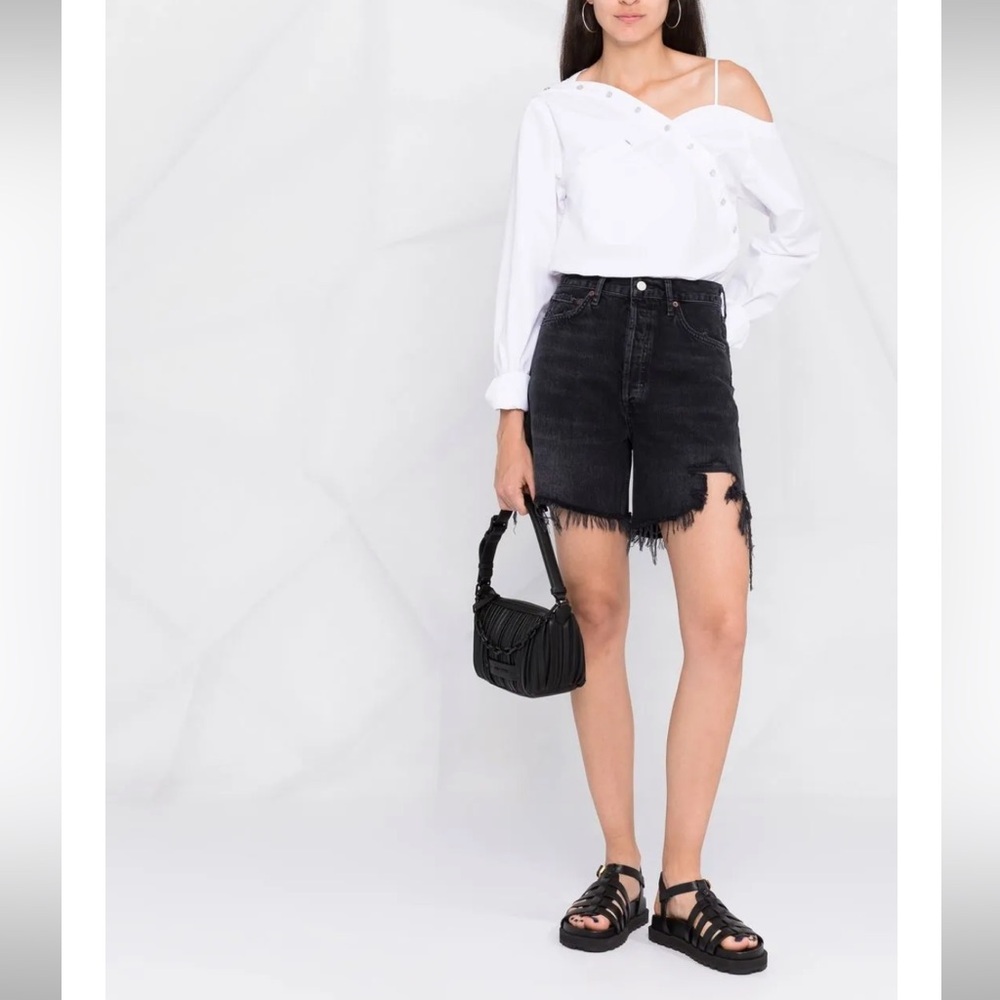 AGOLDE Stella high-rise denim shorts in black - Picture 9 of 11